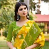 Casual Yellow Floral Print Saree in Lightweight Pure Mul Cotton